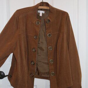 Women's Dress Barn 14/16 carmel colored jacket. Feels like suede. New.